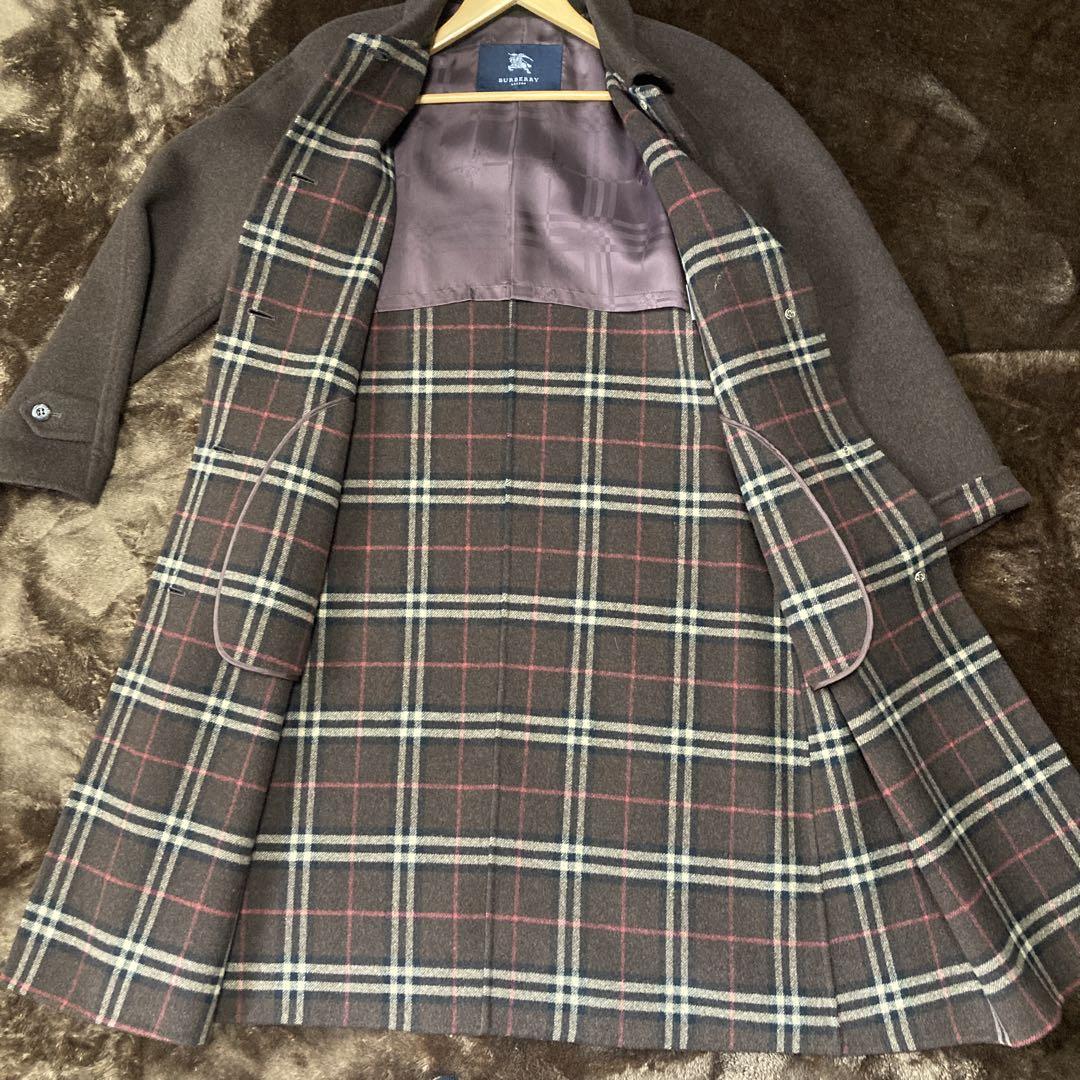 BURBERRY羊毛90.カシミヤ10 コート ☆ノバチェック裏バーバリー