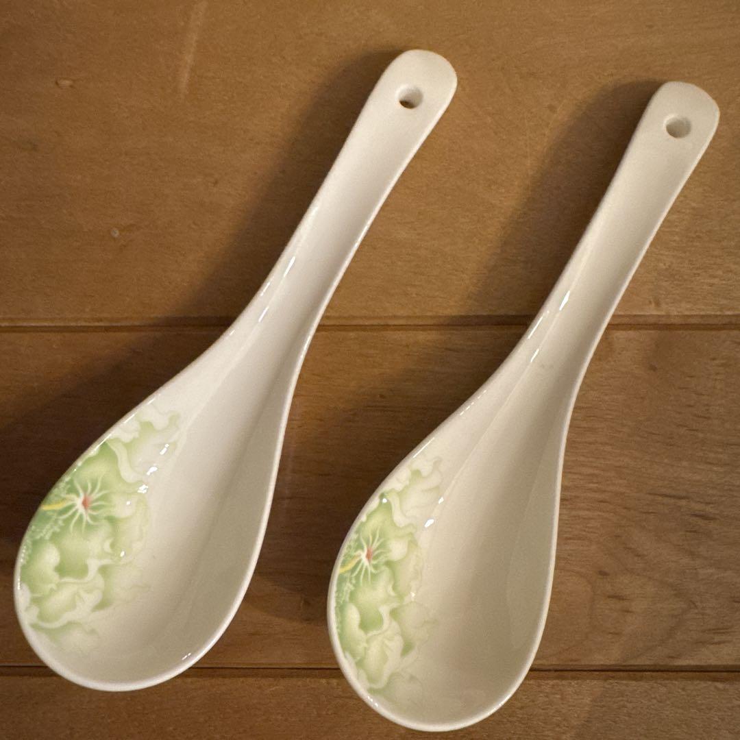 陶器製 花模様 レンゲ 2個セット