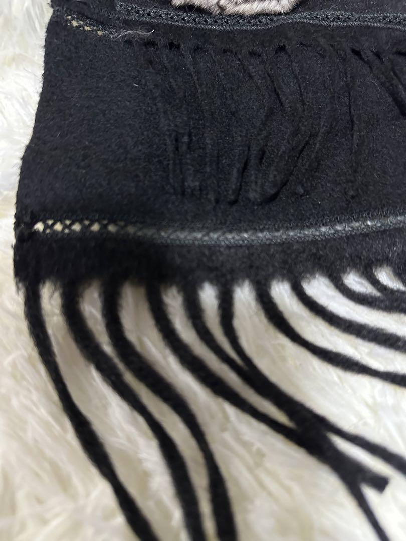 極美品 FENDI ミンク ファー フラワーカシミヤ100% 黒 ストール