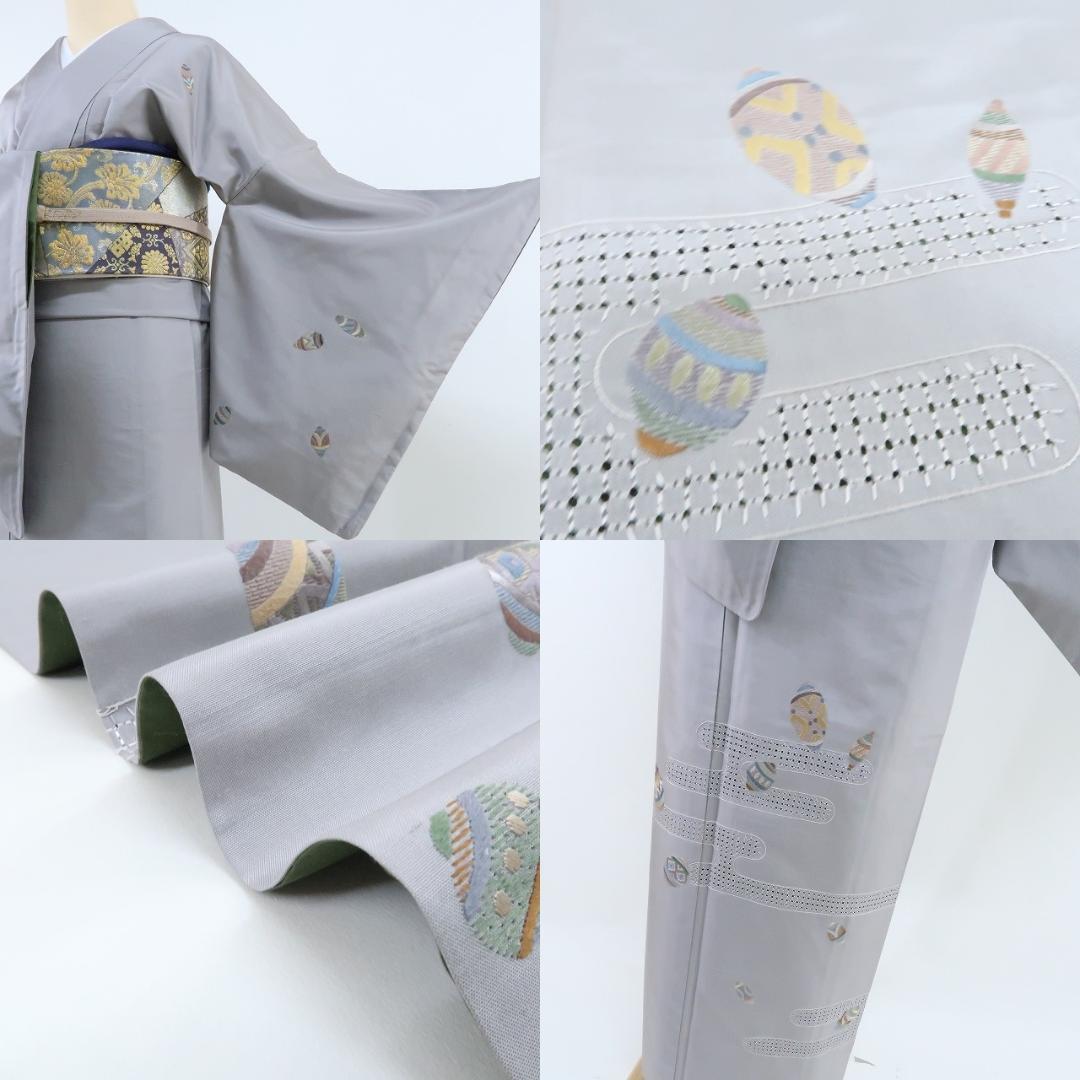 専用◇Y1657◇美品 正絹 スワトウ刺繡 手縫い仕立て 紬訪問着 専用◇Y1657◇美品 正絹 スワトウ刺繡 手縫い仕立て 紬訪問着