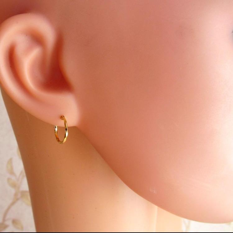 ゆーこ様☆18K ピアス K18 フープピアス ツイスト ねじり 18金 刻印 18K K18 フープピアス 刻印 ツイスト ねじり 18金
