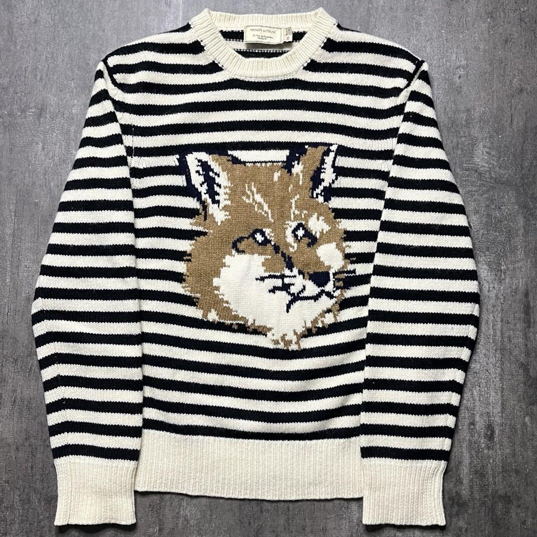 【人気】MAISON KITSUNE FOX ニット セーター ウール ボーダー