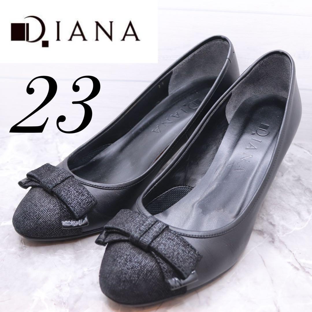 diana ダイアナ 黒 パンプス リボン 23 - メルカリ