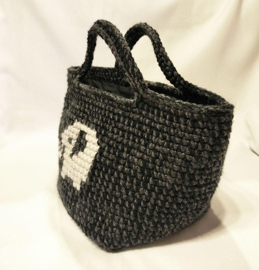 【くーしゃん】ハンドメイド ぞうさん模様 毛糸バッグ