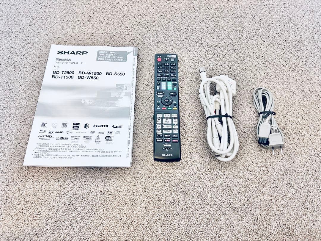 SHARP BD-W1500 ブルーレイディスクレコーダー　リモコン付き