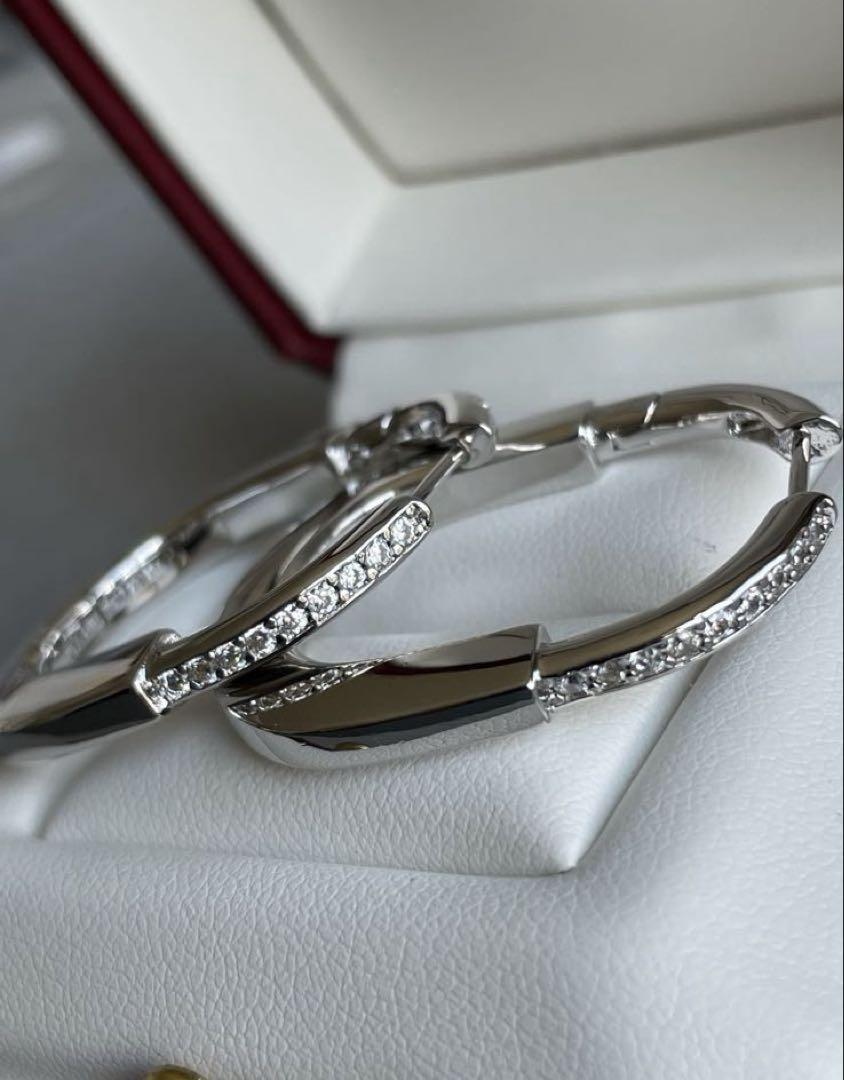最高品質✨ハイクオリティ✨ロックピアス　フープピアス　シルバー　モアサナイト
