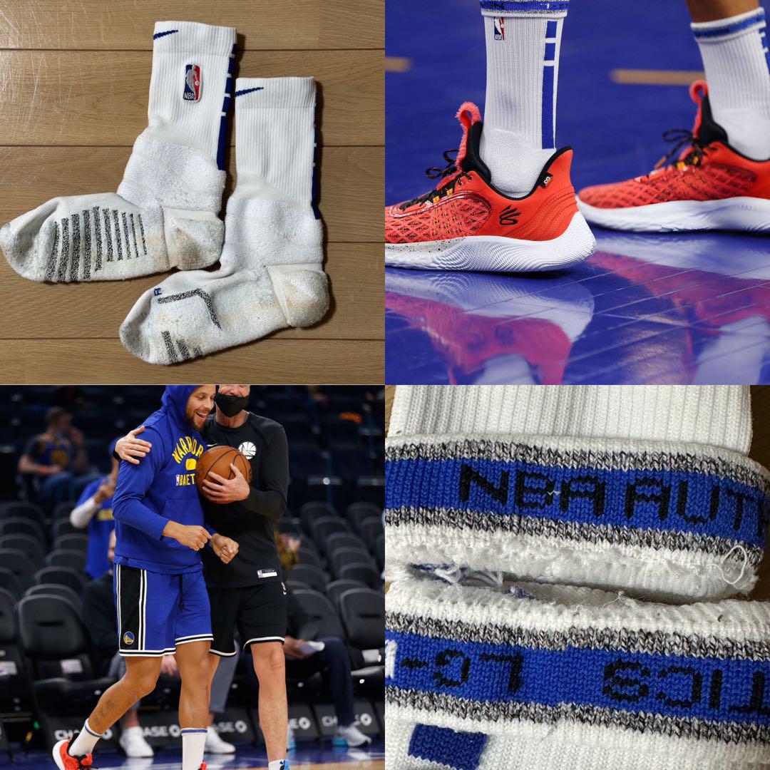 ウォリアーズホワイトPower ソックス NBA選手支給品Lサイズused