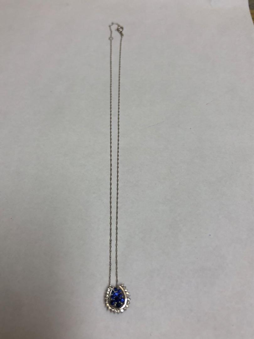 【美品】K18WG 1.8g ネックレス　ダイヤ　色石