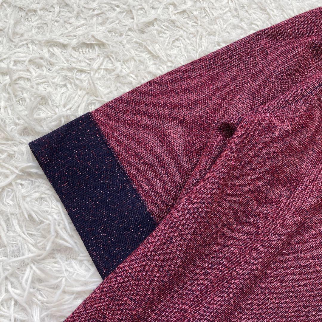 DRIES VAN NOTEN ラメニット ネイビー ピンク F オシャレ