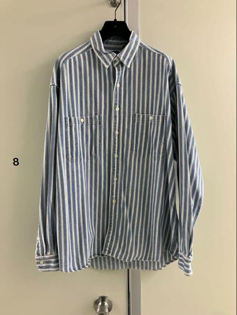 OLD 【GAP】 BLUE×WHITE ストライプ デニム シャツ