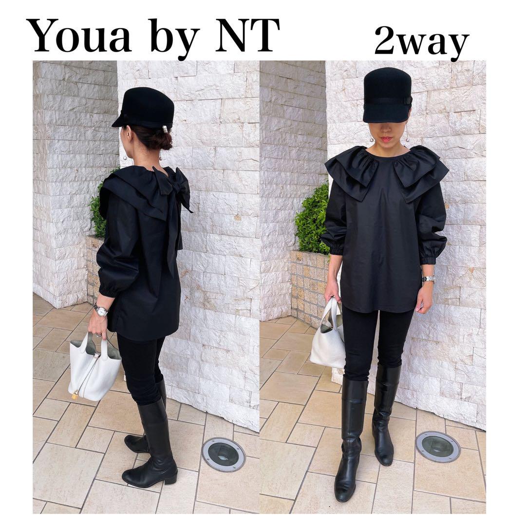 Youa by NT リボンブラウス ブラック　フリル襟　2WAY