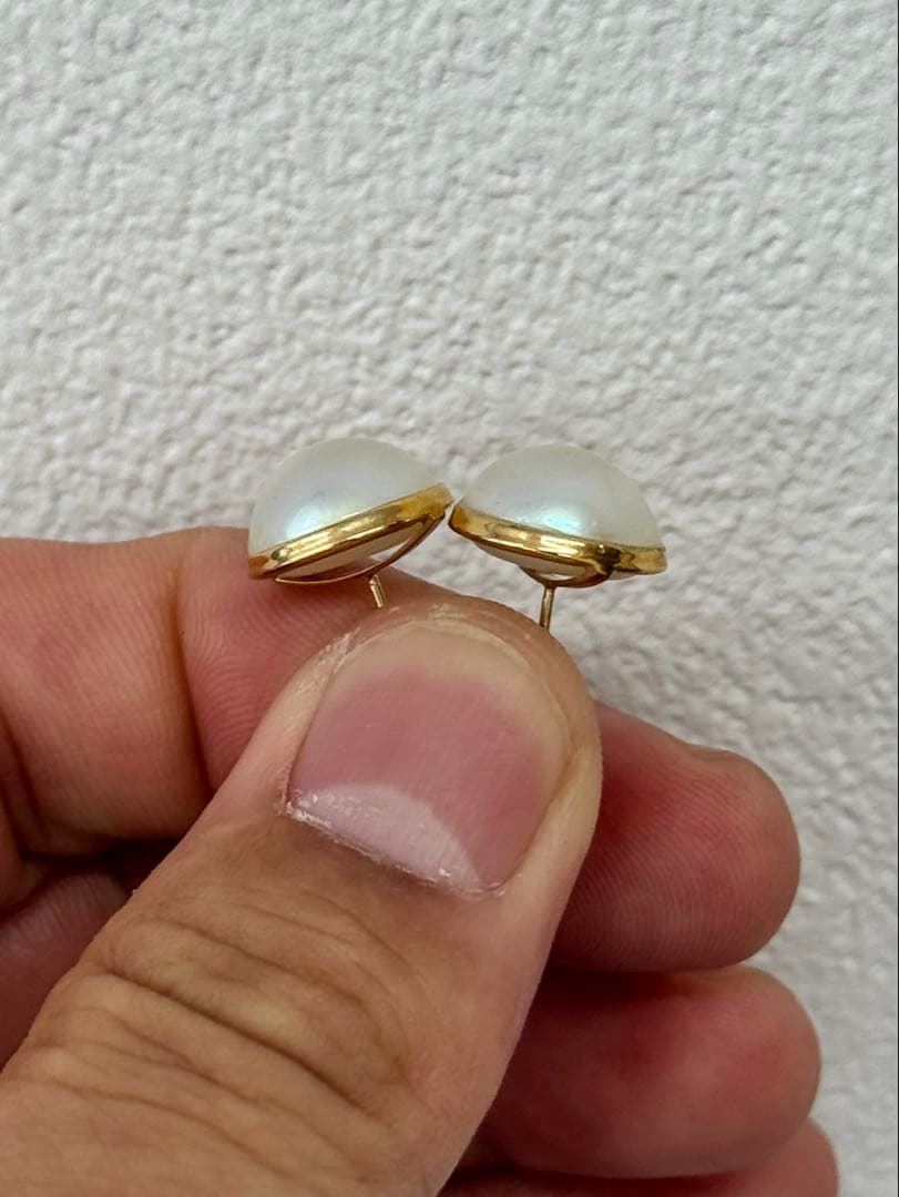 ★マベパール11mm珠★✨K18スタッドピアスイヤリング