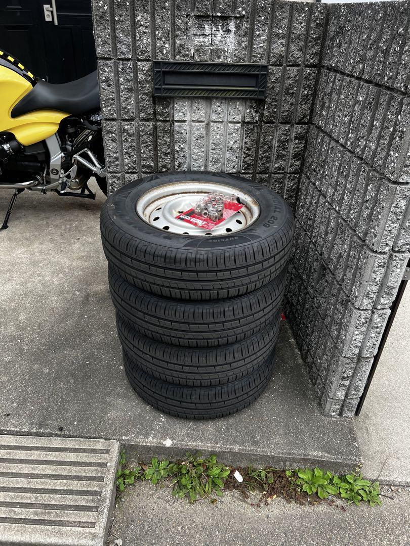 本物保証】 スチールホイール タイヤ新品4本セット 14インチ 114.3 4穴