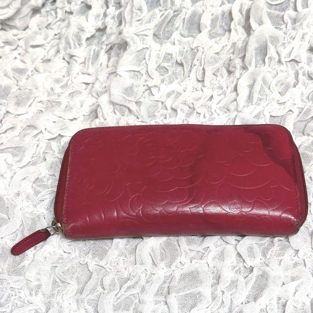 CHANEL 長財布　カメリア　ピンク