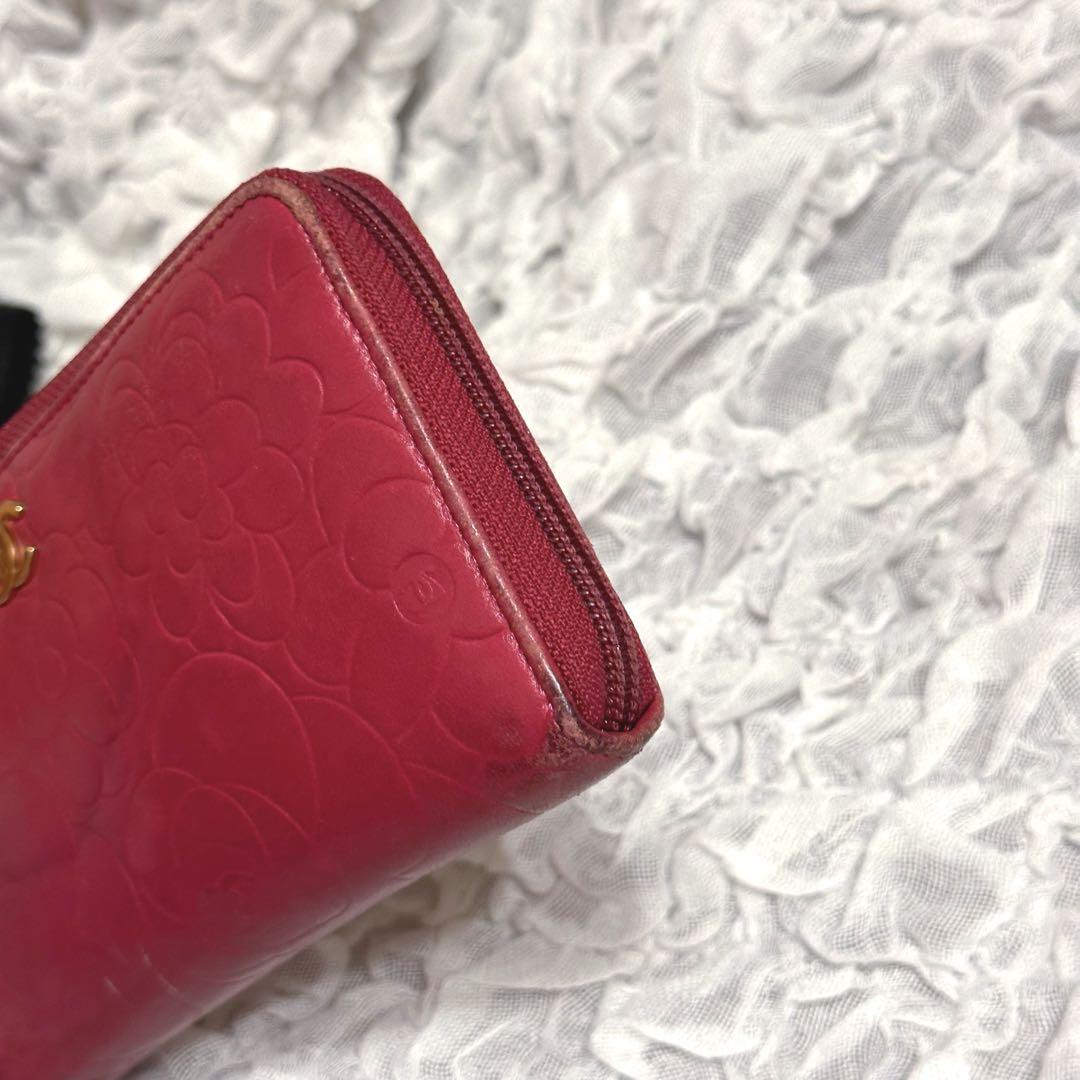 CHANEL 長財布　カメリア　ピンク