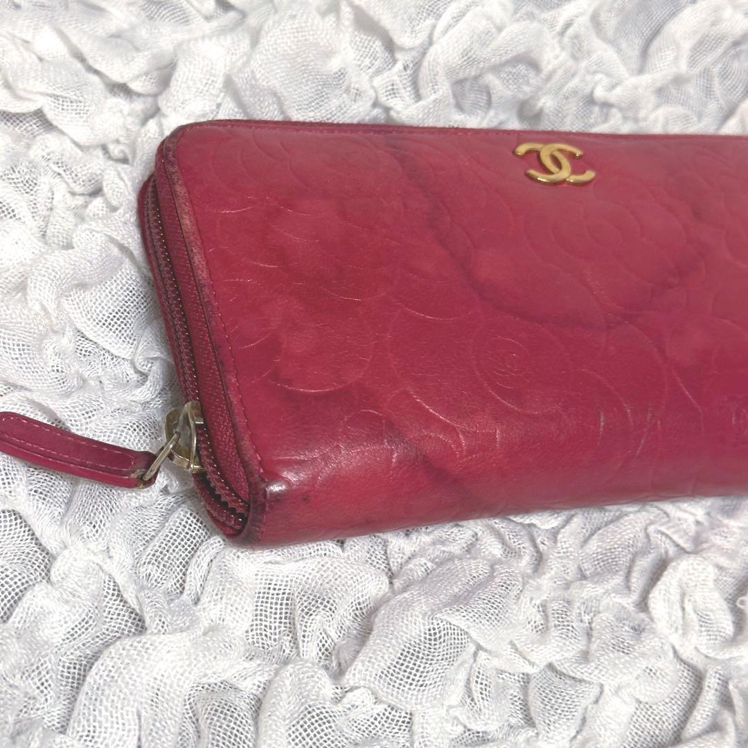CHANEL 長財布　カメリア　ピンク