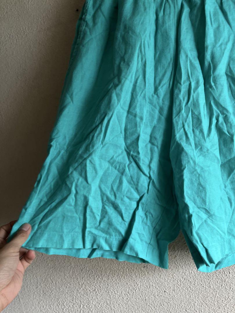 90s FLAX ショートパンツ　リネン　グリーン　古着　グッドレギュラー　緑