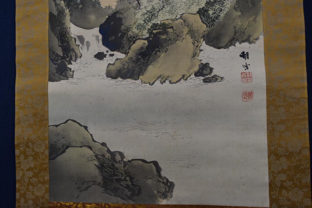 桂田湖城/秋渓山水図/秋景山水図/掛軸☆宝船☆Z-738