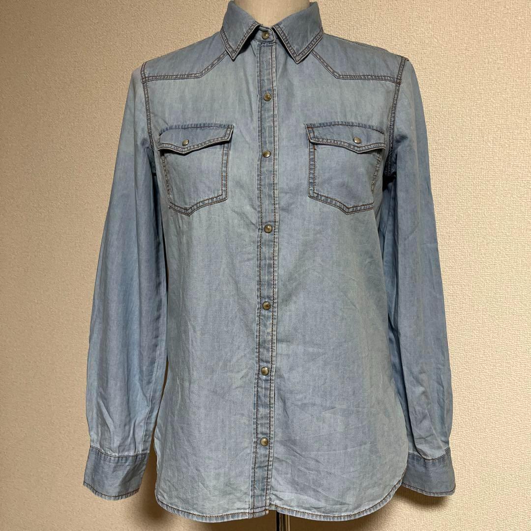 ZARA ザラ ウエスタン デニム シャツジャケット ドットボタン