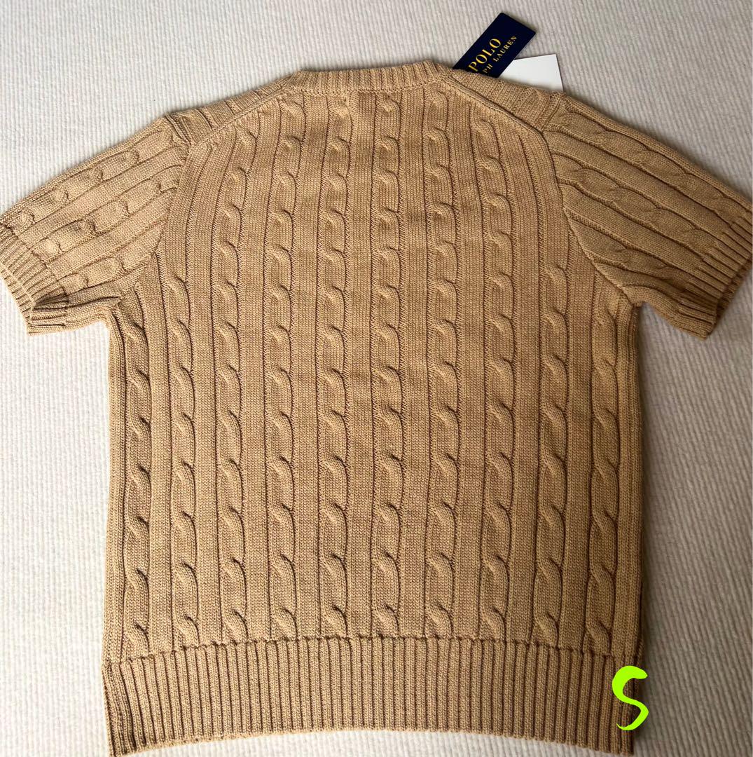 POLORALPH LAUREN 半袖ケーブルニットコットン ブラウン s bu