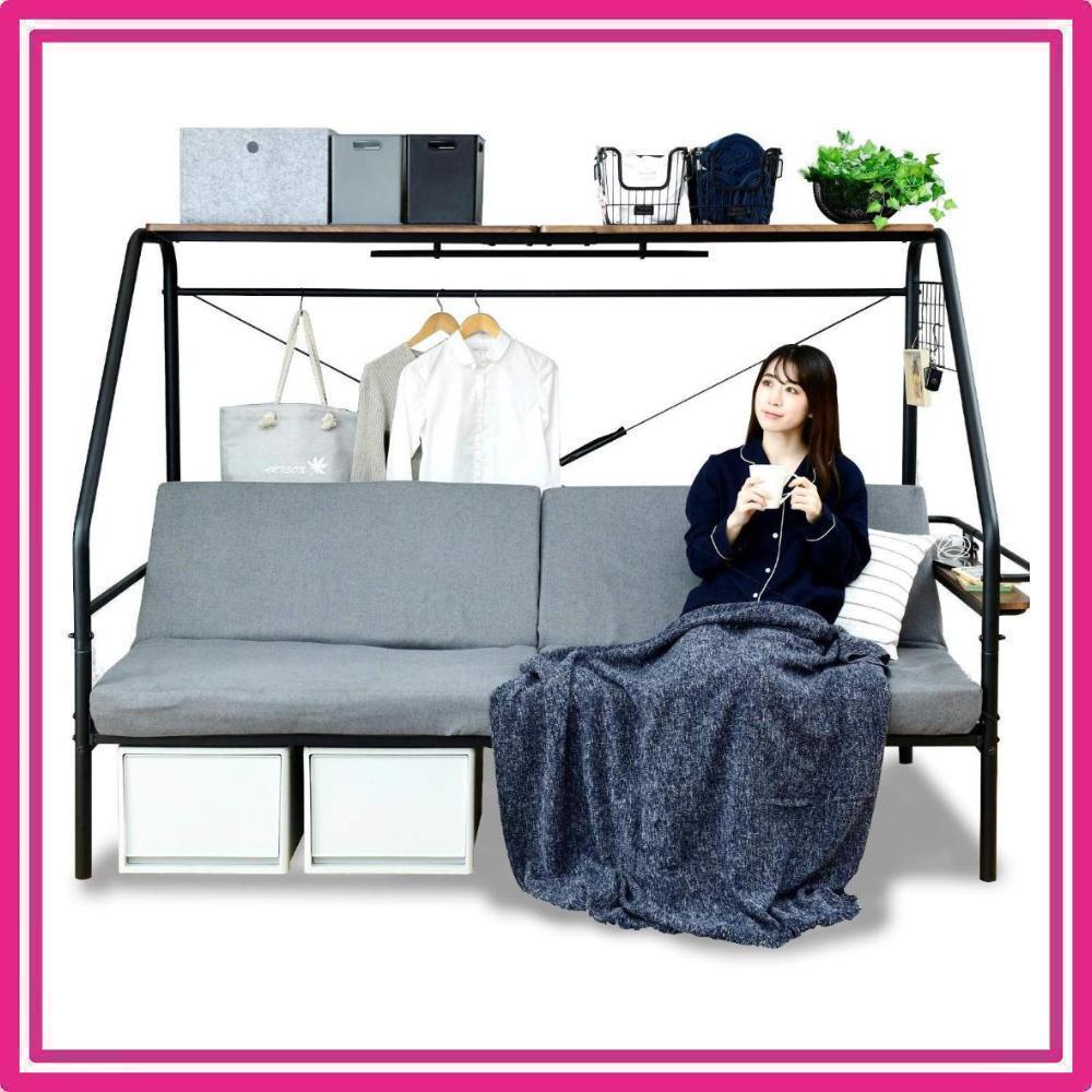 【訳あり】山善 ソファーベッド BGSB-9822N BR/BK K138