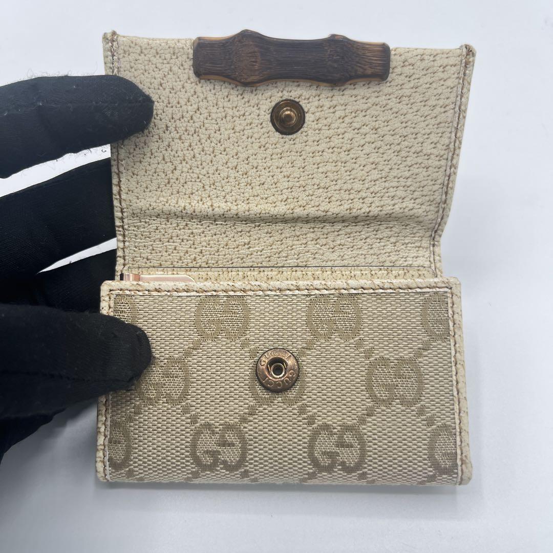 新品同様　Gucci GG柄　キャンバス　バンブー　6連　キーケース 新品同様 Gucci GG柄 キャンバス バンブー 6連 キーケース