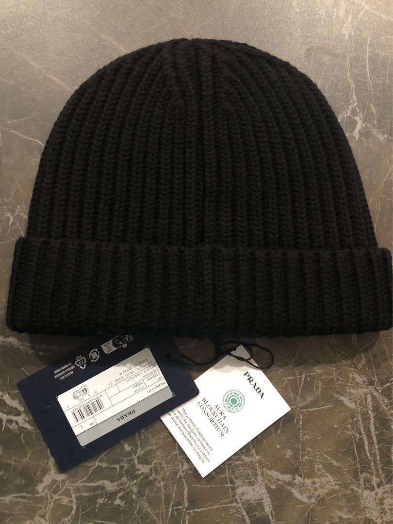プラダ　logo-detailed wool and nylon beanie