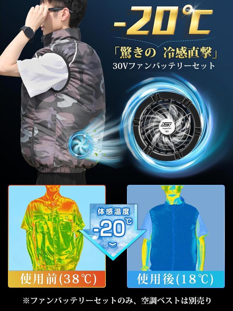 空調作業服用⚡️ファンバッテリーセット 30V 24000mAh 4段階風量調節