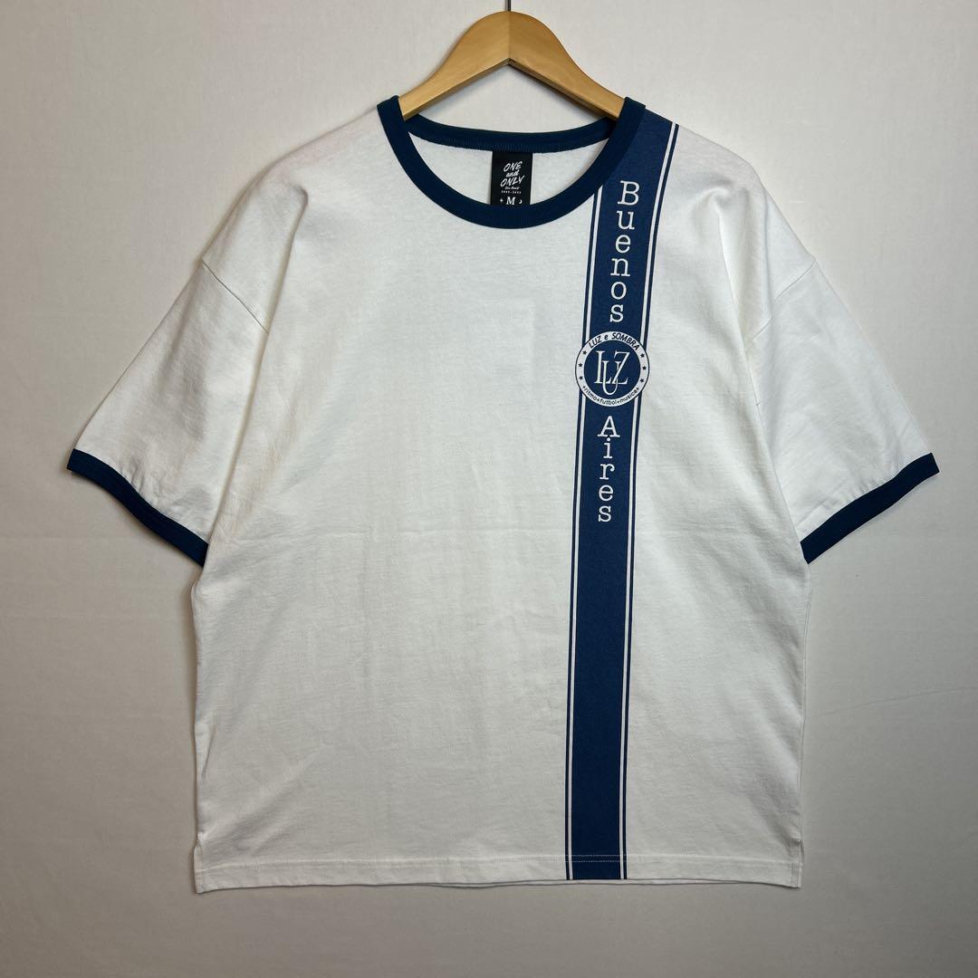 Mサイズ　ルースイソンブラ　コットン半袖Tシャツ　ホワイトネイビー