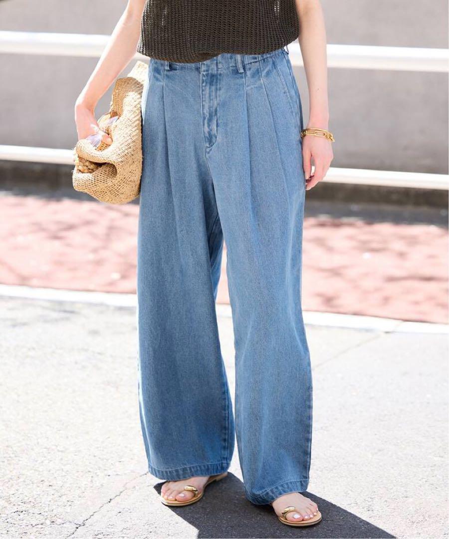 【新品未使用】SLOBE IENA LEDENIM TUCK TROUSER38 WEB限定/追加4予約》LEDENIM TUCK TROUSER(508188953