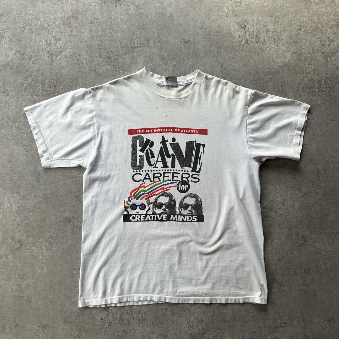 90s oneita アートtシャツ USA製 ホワイト XL アトランタ美術館