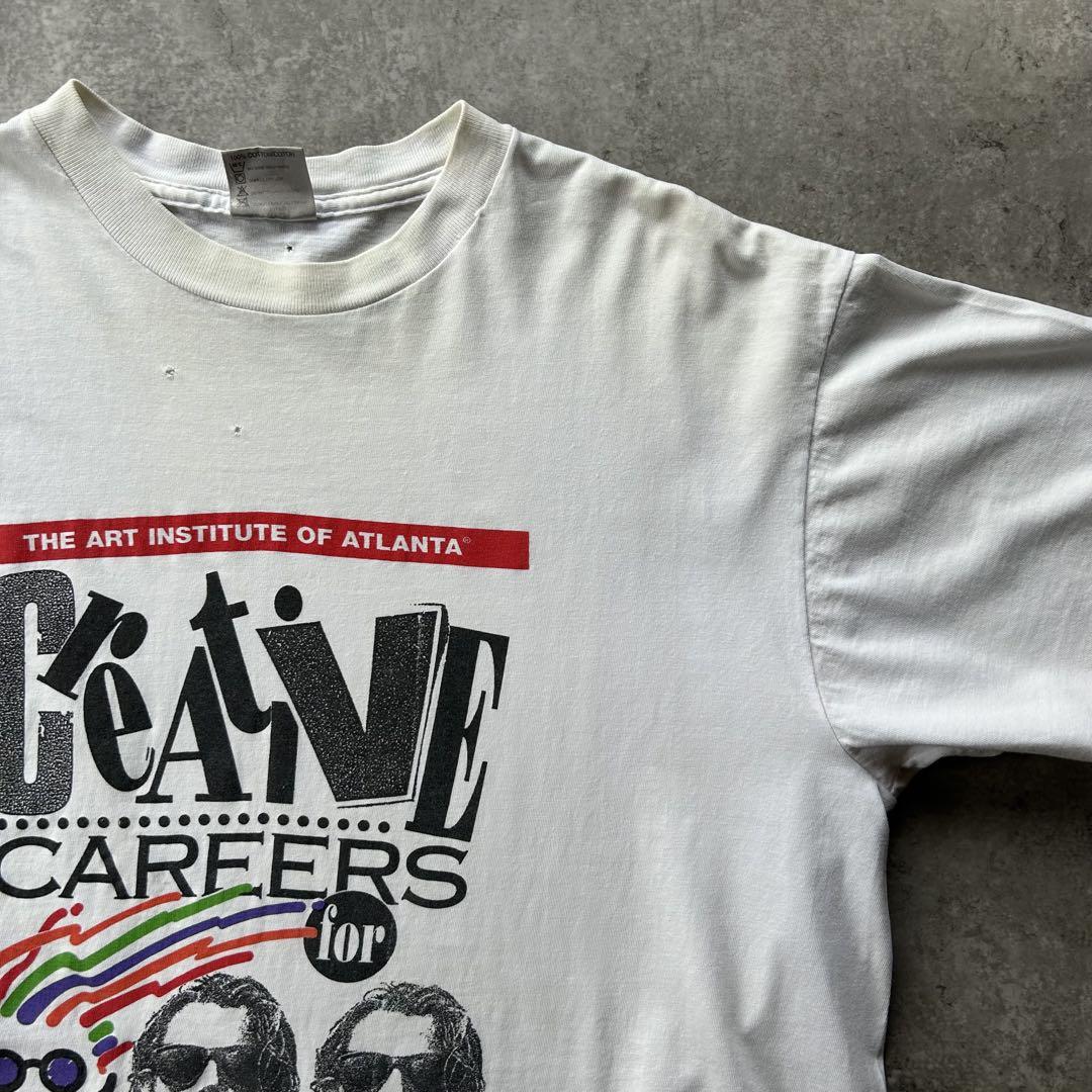 90s oneita アートtシャツ USA製 ホワイト XL アトランタ美術館