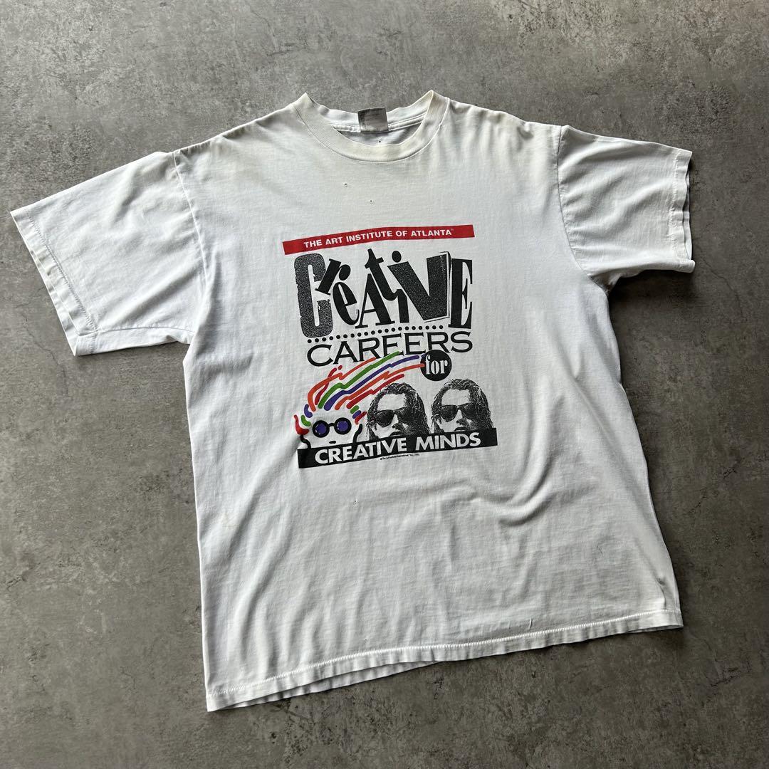 90s oneita アートtシャツ USA製 ホワイト XL アトランタ美術館