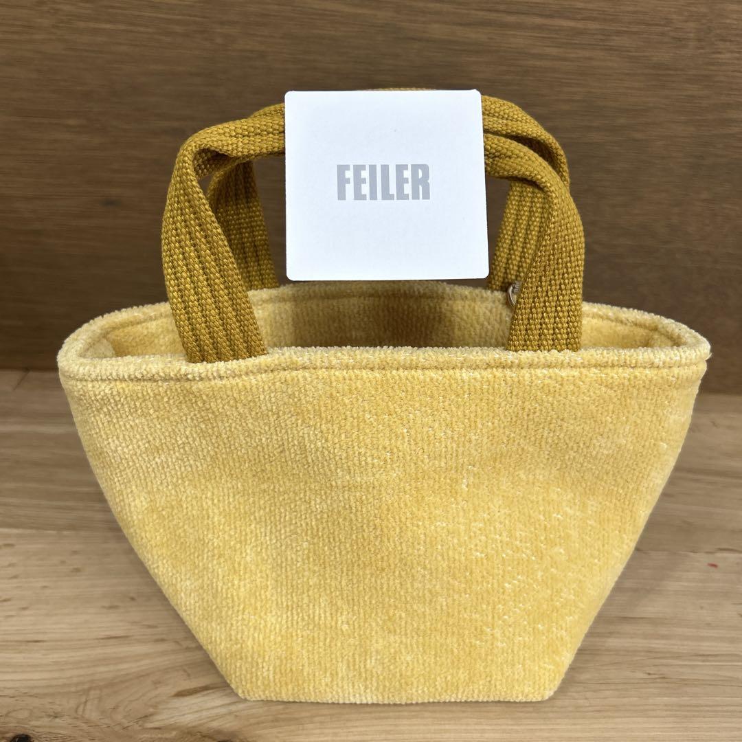 美品 FEILER ユニカラー ミニ 舟形 トート バッグ イエロー 無地