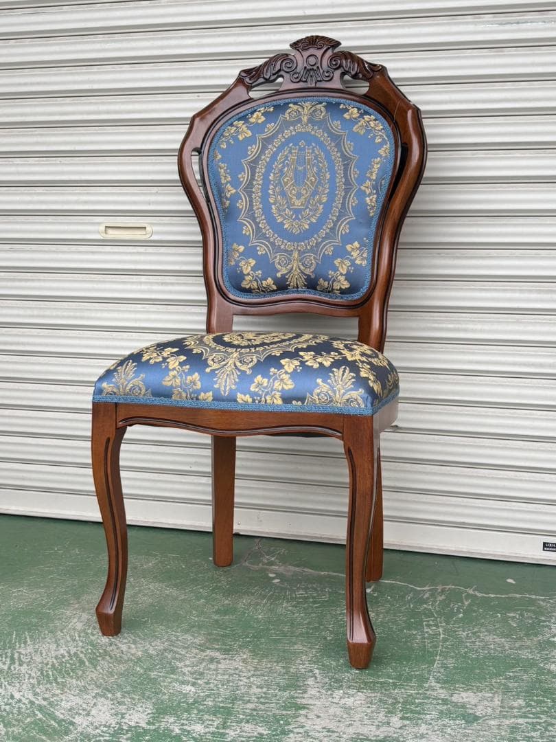 イタリア ダイニングチェア ブルー 木製 完成品 高級 アルパ BLUE 修理品