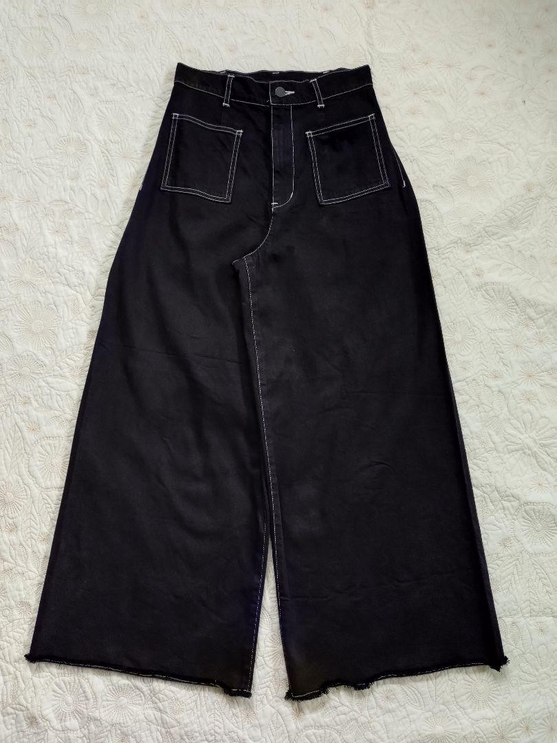 Ron herman ステッチワイドデニムパンツ XS ブラック ロンハーマン