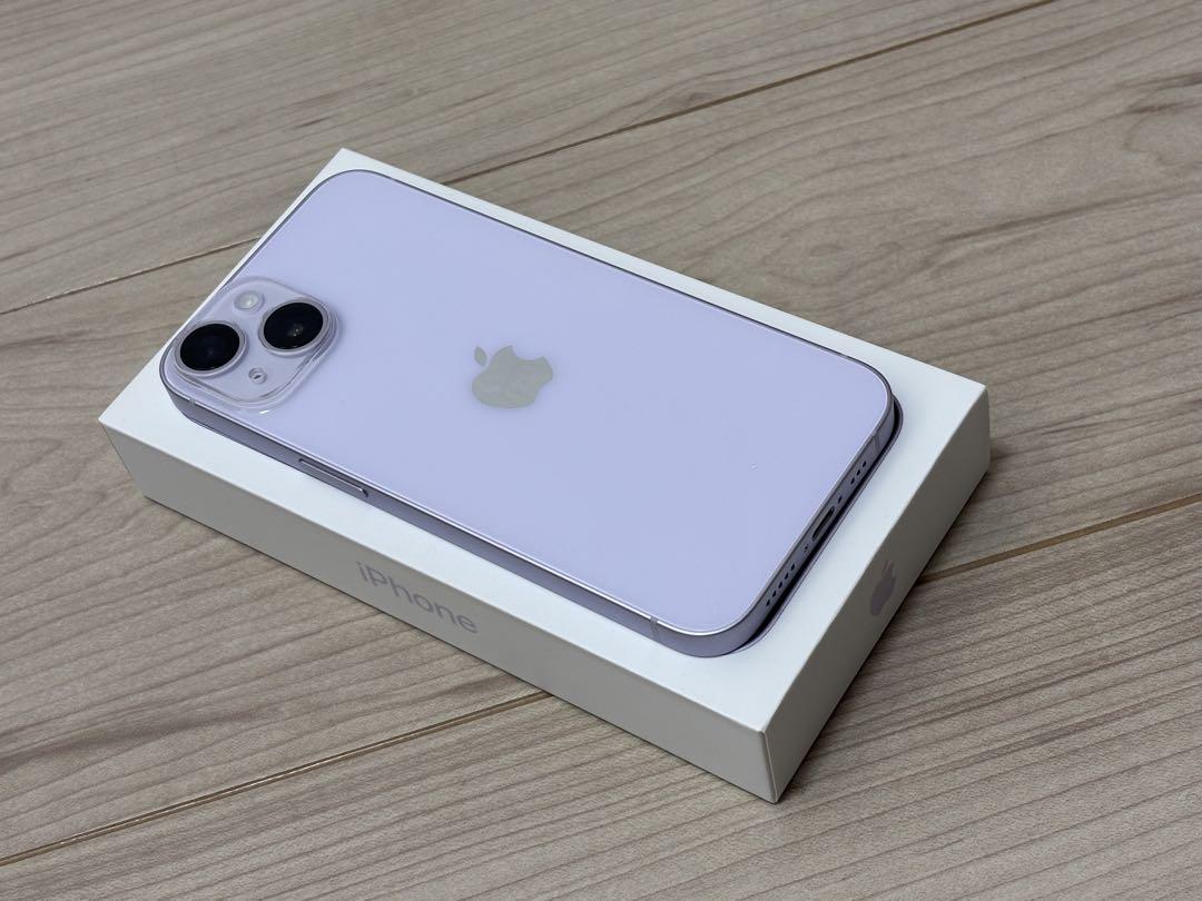 【美品】Apple iPhone14 パープル128GB SIMフリー