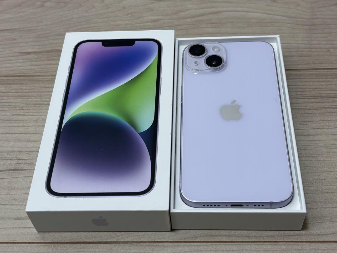 【美品】Apple iPhone14 パープル128GB SIMフリー