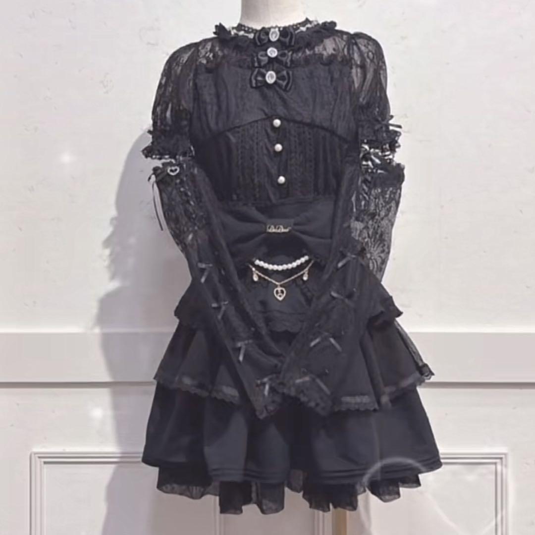 新品未使用 LIZLISA リズリサ リボン ティアード フリル スカート 地雷