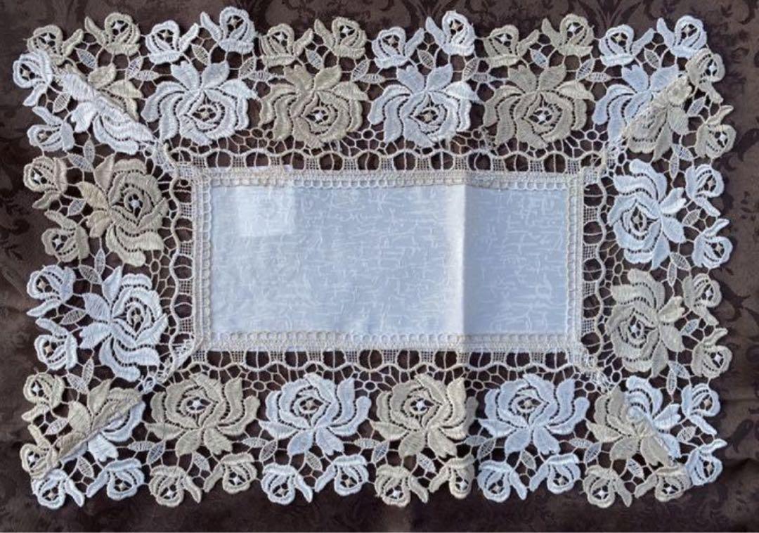 新品未使用ローズ刺繍レース テーブルランナー 50センチ