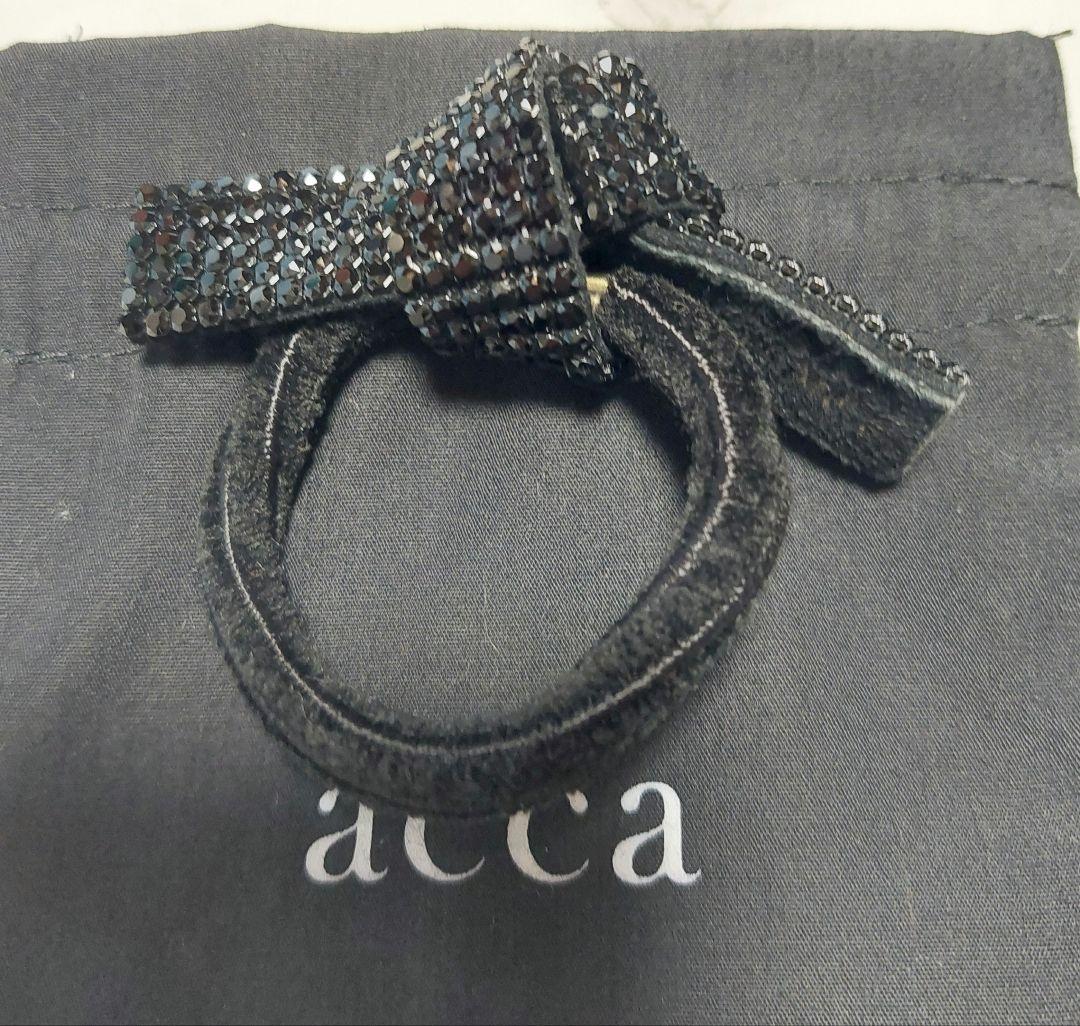 美品☆acca アッカ ブラックドレスポニー リボン ヘアゴム