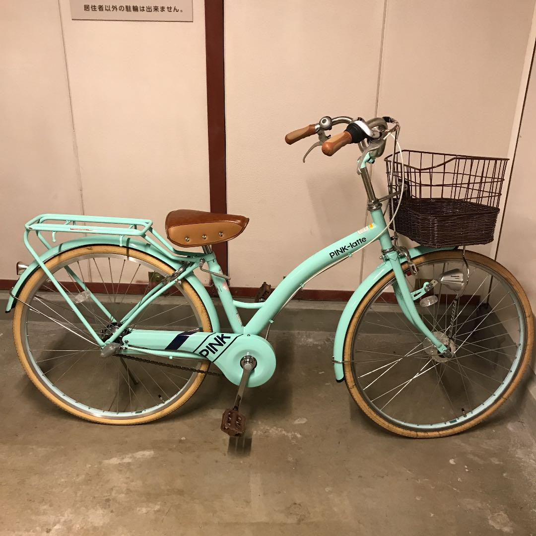 ピンクラテ　自転車　26インチ　変速