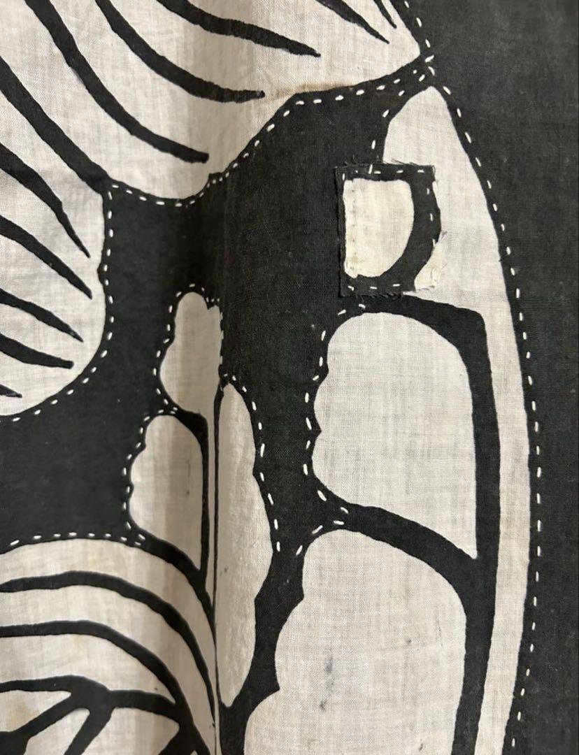 木綿家紋の筒描き風呂敷リメイク ワンピース　ハンドメイド久留米絣襤褸古布刺し子 木綿家紋の筒描き風呂敷リメイク ワンピース ハンドメイド久留米