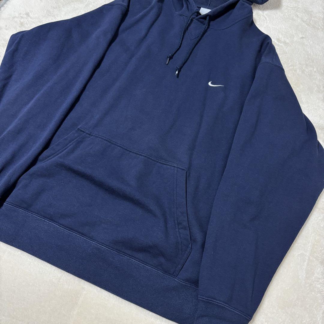 90s 銀タグ NIKE 短丈 フーディ パーカー 刺繍ロゴ ボックスシルエット