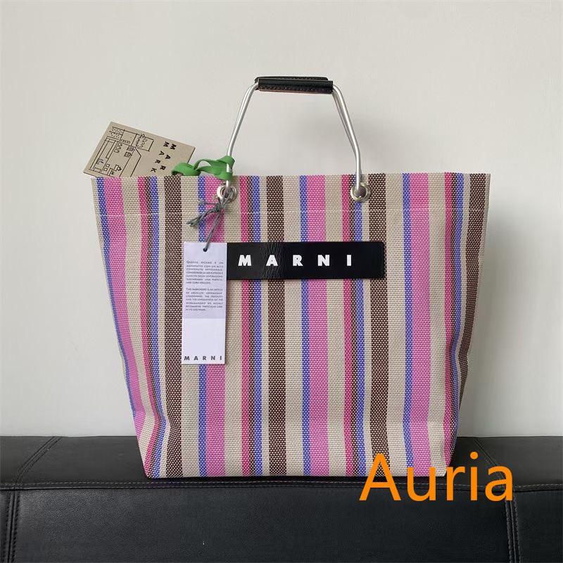 超話題新作 新品未使用 ストライプ ブルー トートバッグ ニットバッグ marni バッグ