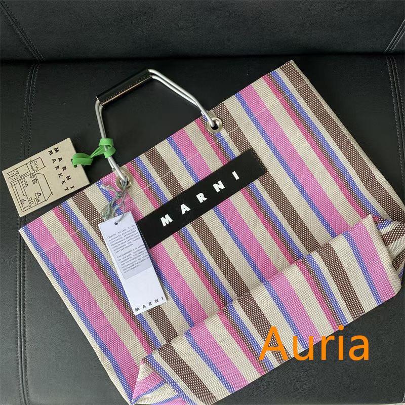 新品未使用 marni ニットバッグ トートバッグ ブルー ストライプ