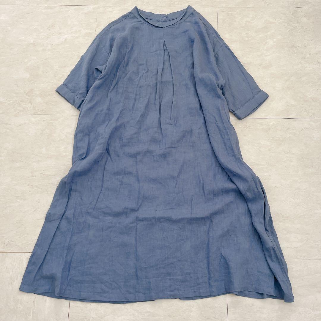 nest Robe リネン100% 五分袖 シャツワンピース ゆったり