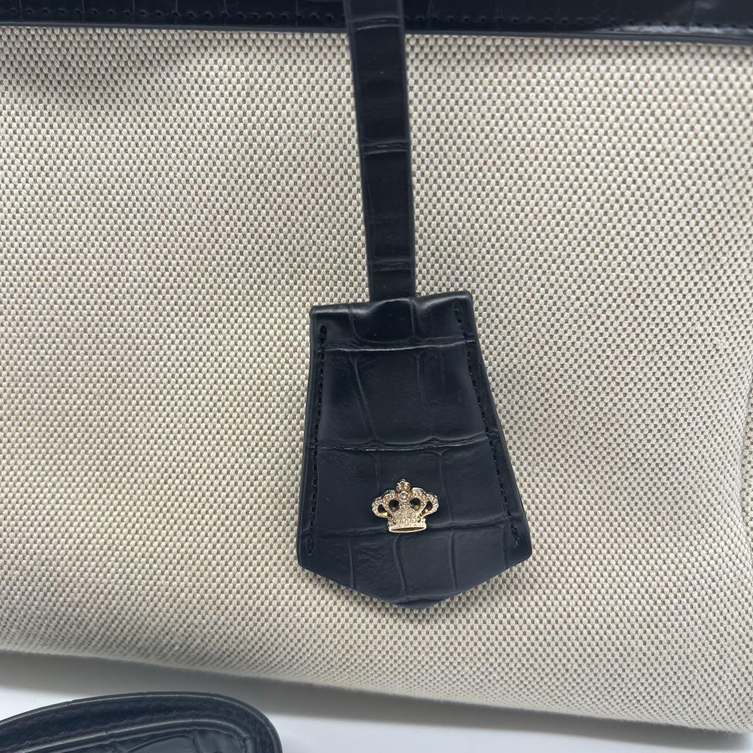 ロゼリーニ ROSELLINI クロコ型押し麻混ベルトトートBAG （O.WHT