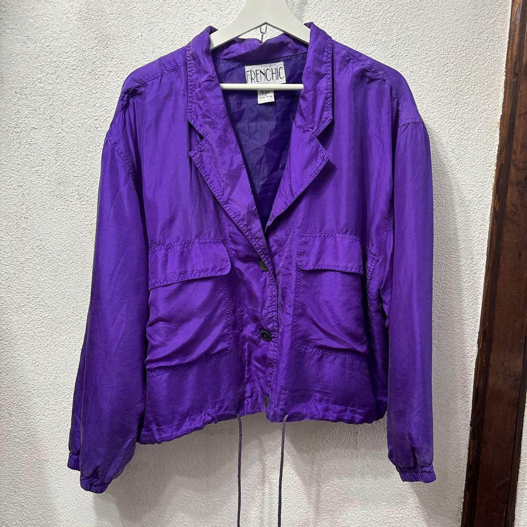 珍品　FRENCHIC 紫 クロップドジャケット　シルク　アメリカ古着　アメリカ 5,060円