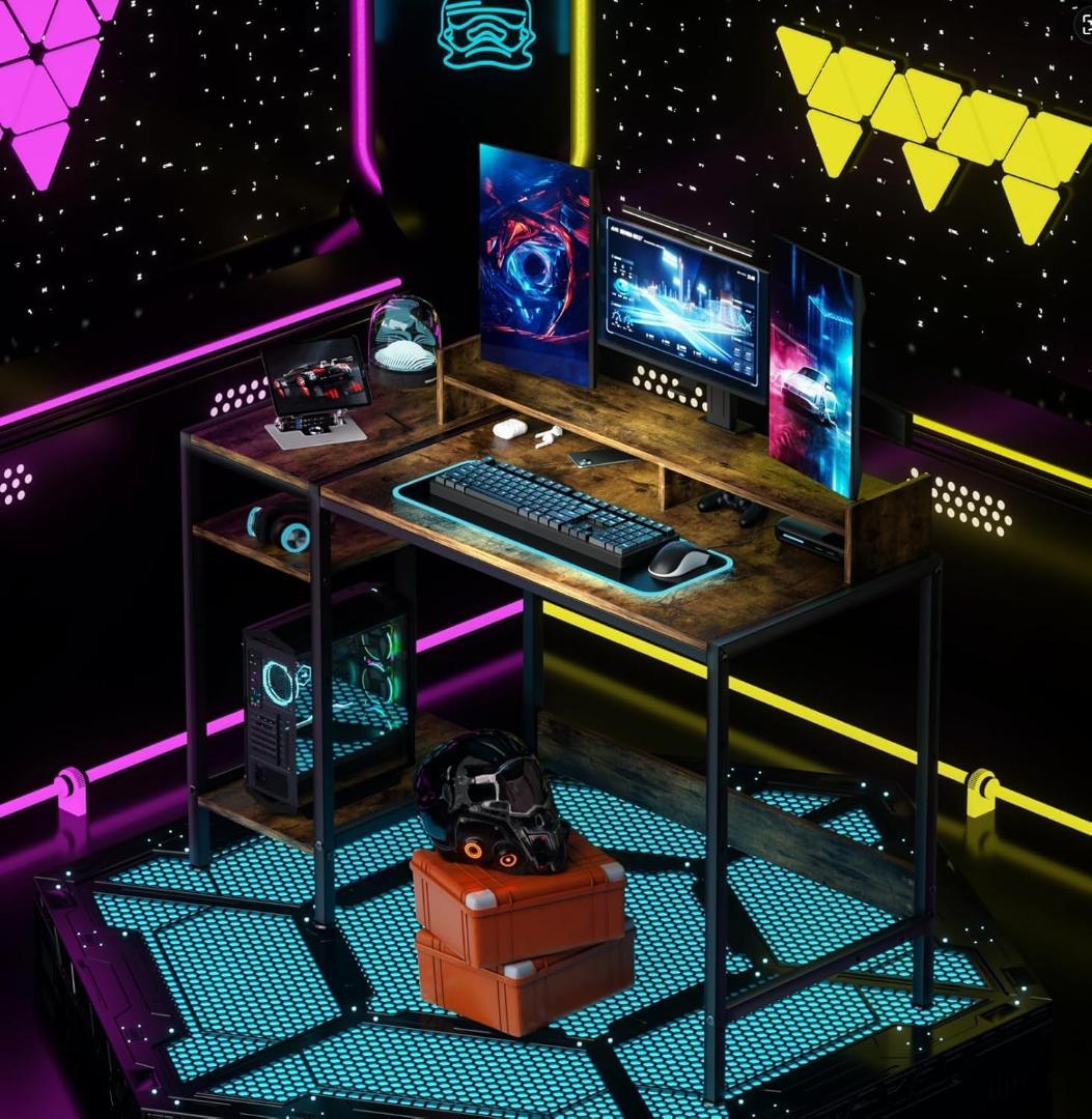 デスク ゲーミングデスク パソコンデスク ラック付き 幅120cm 机 pc